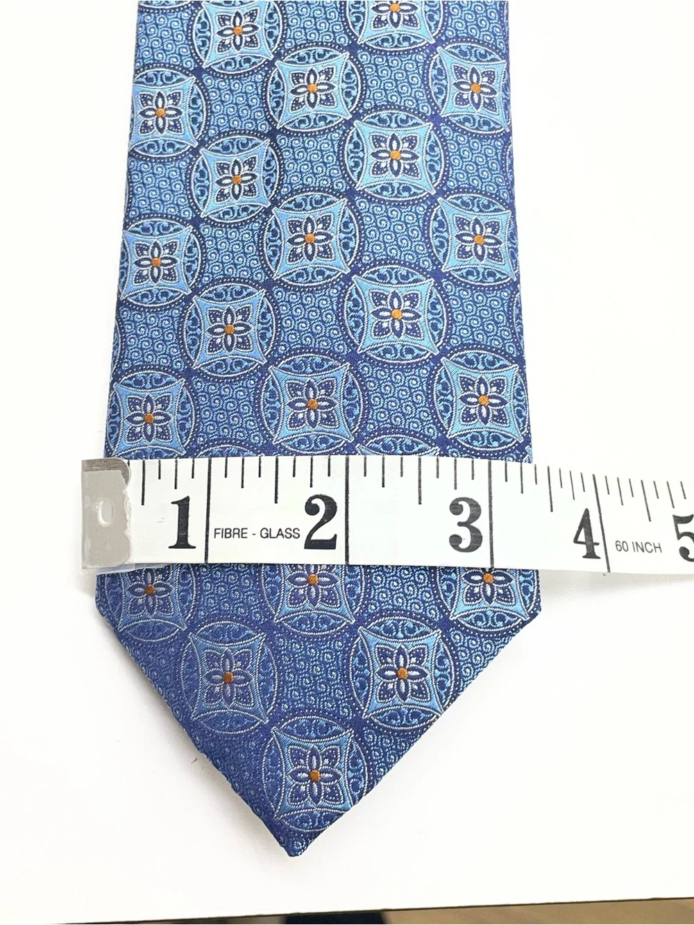Canali Blue and Light Blue Floral Medallion Silk Tie